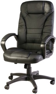 Dmora Stuhl mit Rädern Luciana, Präsidentensessel mit Armlehnen, Ergonomischer Bürostuhl, 70x65h103/114 cm, Schwarz