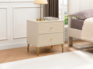 Vente-unique - Nachttisch mit 2 Schubladen – Beige – LOUREO