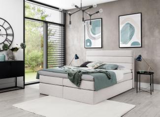 Boxspringbett Schlafzimmerbett Bett DAVINO DELUX Stoff Creme 120x200cm