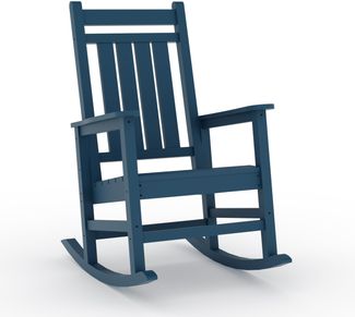 GarveeHome HDPE-Garten-Schaukelstuhl, Outdoor-Lounge-Sessel mit hoher Rückenlehne und Armlehnen, Allwetter-Terrassenstuhl, für Terrasse und Garten, 57,9 x 88,9 x 106,4 cm