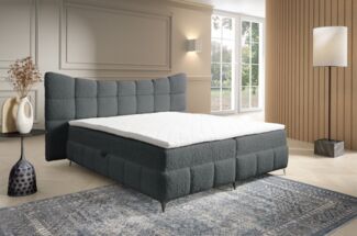Boxspringbett Bett Schlafzimmerbett NOVA 160x200cm Stoff Rolf Dunkelgrau