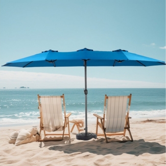 LVHOM Marktschirm (Modell A)ca. 450x300cm rechteckig Doppelseiten-Marktschirm mit Kurbel, für Garten, Terrasse, Poolbereich, Gastronomiebetriebe( Cafés, Restaurants)