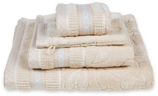 PIP Studio Handtuch Jasmin sand 55x100 cm Jacquard Frottee Blumen beige