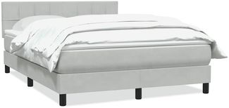 vidaXL Boxspringbett mit Matratze Hellgrau 160x210 cm Samt 3316215