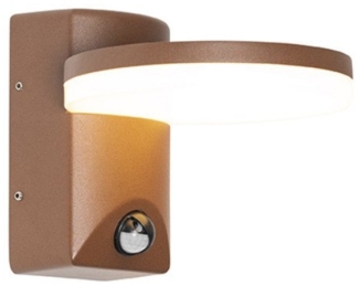 Qazqa Außen-Wandleuchte Esmee, LED fest integriert, (nicht austauschbare) LED, Rostbraun, Modern, Aluminium, 1-flammig