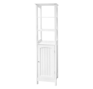 ML-DESIGN Badkommode Badezimmerschrank aus MDF-Holz viel Stauraum Badschrank Badmöbel (1 St), Weiß 40 x 160 x 32 cm Badezimmer Hochschrank mit Tür Badregal Landhausstil