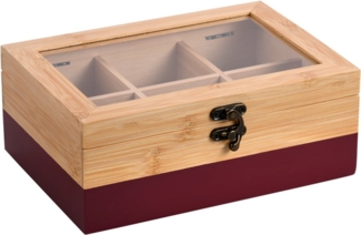 KESPER® Teebox Aufbewahrungsbox mit 6 Fächern, aus Bambus, FSC, Bambus, (1-tlg), mit Kunststoff-Sichtfenster und Metallverschluss