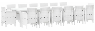 vidaXL Garten Essgruppe 15 pcs Weiß Polt Rattan 3378644