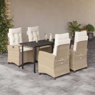 vidaXL 5-tlg. Garten-Essgruppe mit Kissen Beige Poly Rattan