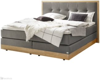 Alba Boxspringbett grau Eiche Massivholz 206cm x 208cm x 125cm