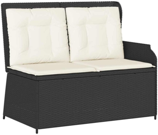 vidaXL Gartenbank mit Kissen Schwarz Poly Rattan 3394440