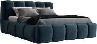 A&J MöbelLand 'Sonic' Polsterbett, Polyester, Azur, 140 x 200, mit Lattenrost, mit Bettkasten