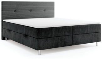 M-Punkt24 Boxspringbett RIO (Schwarz, Liegefläche 180 x 200cm), mit Bettkasten, Komfort-Schaum-Topper