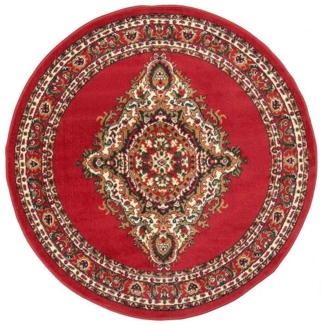 Vimoda Orientteppich Rund Teppich kurzflor, Rund, Höhe: 8 mm, Orientalisch, Klassisch,Rot Wohnzimmerteppich