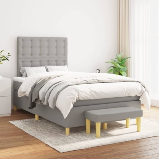 vidaXL Boxspringbett mit Matratze Hellgrau 120x200 cm Stoff, Härtegrad: H2 [3137461]