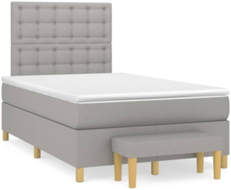 vidaXL Boxspringbett mit Matratze Hellgrau 120x200 cm Stoff, Härtegrad: H2 [3137461]