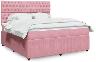 vidaXL Boxspringbett mit Matratze Rosa 180x200 cm Samt 3292417