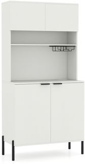 Küchenschrank mit Ladestation 164 cm hoher Weinschrank mit Weinglashalter Buffet-Sideboard Weiß