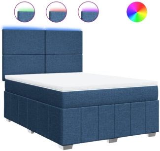 vidaXL Boxspringbett mit Matratze Blau 140x200 cm Stoff 3293990