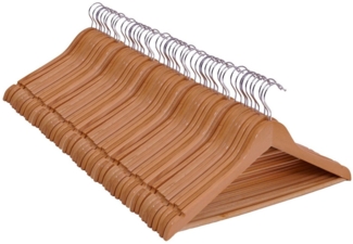 Spetebo Kleiderbügel Holz Kleiderbügel mit Hosenstange natur - 50 Stück, (Set, 50-tlg), Kleiderbügel aus Holz mit drehbarem Haken und Hosenstange