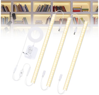 Jibenhome LED Lichtleiste LED Unterbauleuchte Ultrafein LED Lichtleisten mit Dimmbar Schalter, 3 Stück, Warmweiß, LED fest integriert, Küchenleuchte Stripes für Küche Schrank