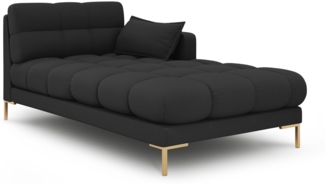 Micadoni Recamiere Mamaia 1-Sitzer Rechts Strukturierter Stoff Dunkelgrau Metall Gold
