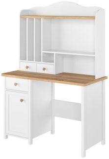 Schreibtisch "Story" Schülerschreibtisch 110x52cm weiß Nash Eiche mit Aufsatz