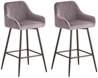 JYMTOM Barhocker Barstuhl mit Armlehne Gepolsterter Tresenhocker Bistrohocker (2 St), Outdoor Diamant Design Hocker, Grau