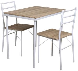 Barset Frühstücksset 3-teiligTisch, Holzoptik Stahlrohr weiß