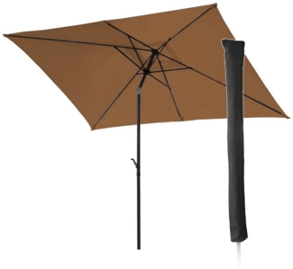 SVITA Sonnenschirm Set 3x2 m Balkonschirm rechteckig mit Sonnenschutz Matt Schutzhülle Taupe