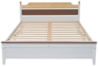 KLAM HOME Bettgestell Massivholzbett Holzbett aus Kiefer (Set, Familienbett mit Kopfteil und Lattenrost), Einzelbett Doppelbett Bettrahmen aus Kiefernholz 90-140x200 cm