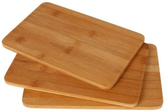 3er Set Frühstücksbrettchen aus Bambus Holz Schneidebrett Küchenbrett Holzbrett 22x14x0,8 cm - Holzbrettchen Set robust und leicht zu pflegen