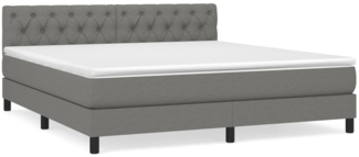 vidaXL Boxspringbett mit Matratze Dunkelgrau 160x200 cm Stoff, Härtegrad: H2 [3140306]
