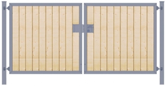 Einfahrtstor Premium (2-flügelig) mit Holzfüllung senkrecht symmetrisch anthrazit B:300 cm H:120 cm