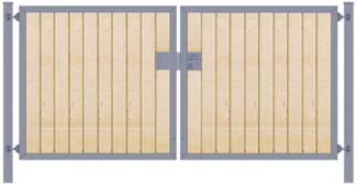 Einfahrtstor Premium (2-flügelig) mit Holzfüllung senkrecht symmetrisch anthrazit B:300 cm H:120 cm