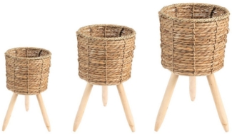 IDIMEX Übertopf TONGA (Set), Pflanzkorb 3er Set blumentopf auf beinen seegras korb – natur