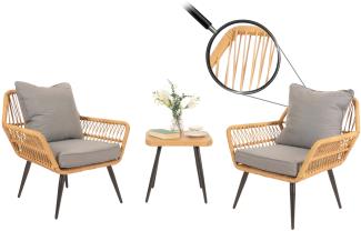 Poly-Rattan Garnitur HWC-N34, Balkon-Set Gartengarnitur Sitzgruppe Stuhl Beistelltisch ~ dunkelgrau