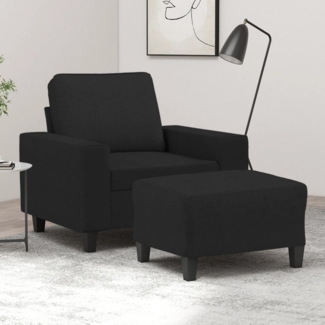 vidaXL Sessel mit Hocker Schwarz 60 cm Stoff 3201147