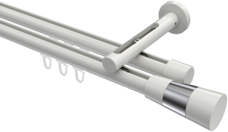 Innenlauf-Gardinenstangen-Set Siteno Tanara 320 cm (geteilt in 2x160 cm), 2-läufig, 20 mm Ø Weiß