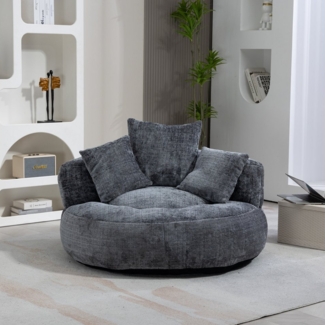 OKWISH Sofa Lazy Sofa,mit hohem Rücken und 3 Kissen, Lazy Sofa mit hohem Rücken und 3 Kissen – Ergonomischer Sitzsack für Erwachsene & Kinder, Chenille-Stoff, für Wohnzimmer, Büro & Schlafzimmer, 108 x 108 x 52 cm