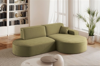 Ecksofa Schlafsofa Sofa VENEDIG Stoff Salvador Olivgrün Ottomane Rechts