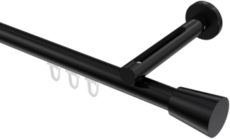 Innenlauf-Gardinenstangen-Set Siteno Sitra 540 cm (geteilt in 3 x 180 cm), 1-läufig, 20 mm Ø Schwarz