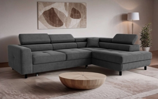 OTTO home Ecksofa AADEN Schlafsofa mit verstellbaren Kopfstützen, B/T/H: 254/199/90 cm, mit Bettfunktion und Bettkasten, Ottomane rechts/links bestellbar