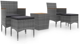 vidaXL 5-tlg. Garten-Bistro-Set Poly Rattan & Massivholz Akazie Grau 3058377
