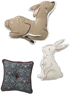 vertbaudet Dekokissen 3er-Set Kinderzimmer Tierkissen MAGIC FOREST