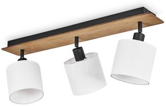 hofstein Deckenleuchte »Costa« Deckenlampe aus Holz/Metall/Stoff in Dunkelbraun/Schwarz/Weiß, ohne Leuchtmittel, Leuchte im skandinavischen Design mit verstellbaren Schirmen, 3xE14