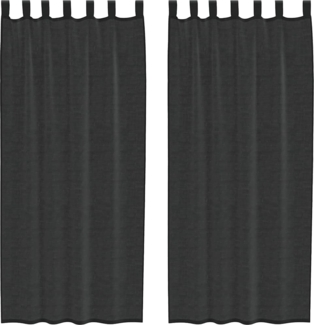 vidaXL Voile Vorhänge mit Lasche 2 Stk. Schwarz 4102258