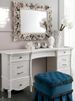 Schminktisch + Spiegel + Hocker Edle Anrichte Schlafzimmer Kommode Barock Rokoko