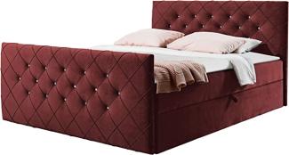 Boxspringbett Schlafzimmerbett EIVOR 180x200cm Bordeaux inkl. Bettkasten