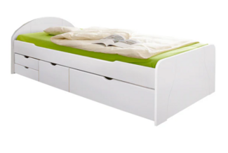 Schubkastenbett "Erna", Kiefer Weiß, 90 x 200 cm